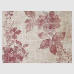 Papel De Seda Estampado de lino floral rústico rosado (1)