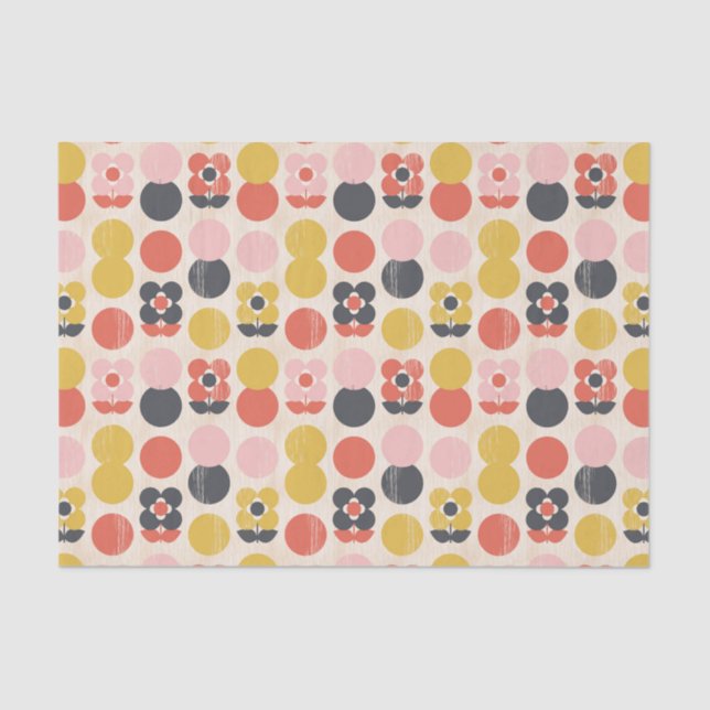 Papel De Seda Estampado de plores moderno de los mediados de (Anverso)