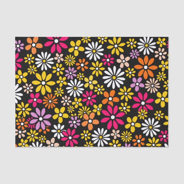 Papel De Seda Estampado de plores retro (Anverso)