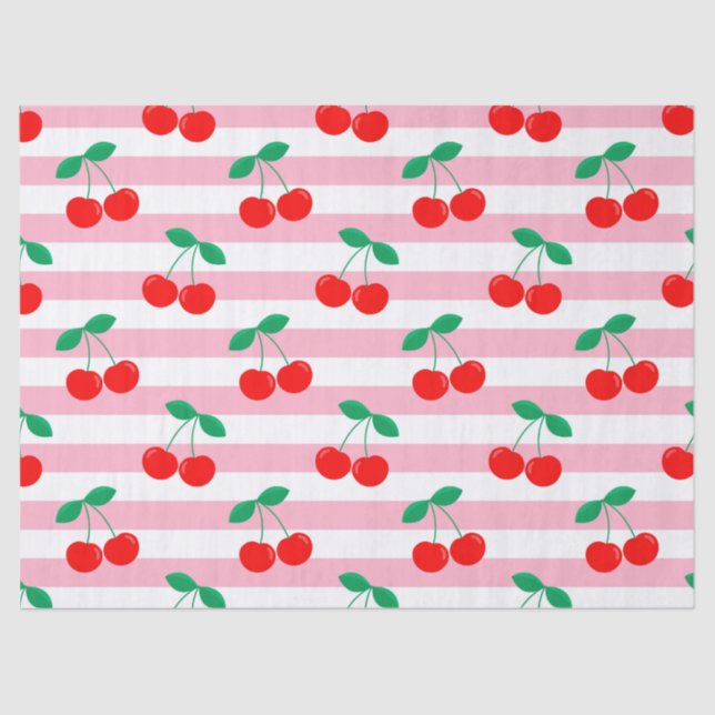 Papel De Seda Estampado de Rayas de Cereza – Regalo y Decoración (Anverso)