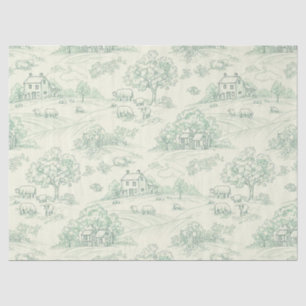 Papel De Seda Estampado de toile verde apagado de granja pastora
