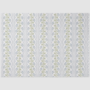 Papel De Seda Estampado floral con franja escalonada, salvia y a