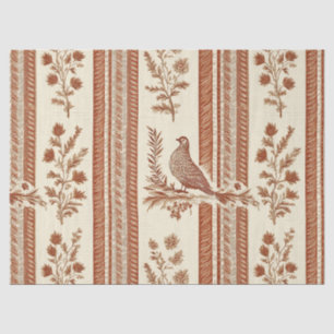 Papel De Seda Estampado Floral de Gallina de Cabaña en Terracota