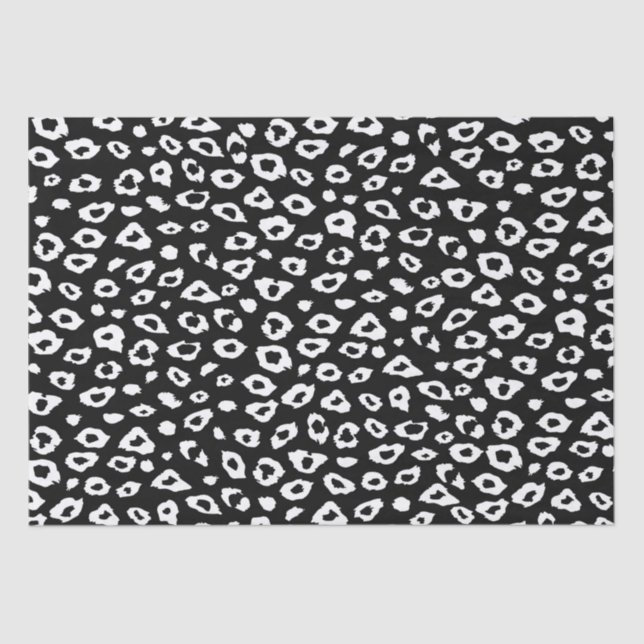 Papel De Seda Estampado leopardo blanco y negro (Anverso)
