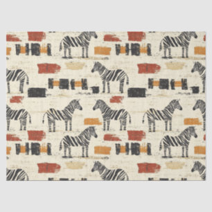 Papel De Seda Estampado Safari Boho Rústico de Cebra Vintage