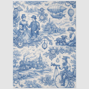 Papel de seda estampado steampunk de toile azul