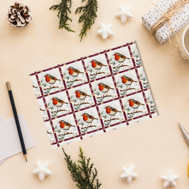 Papel De Seda Estampilla de rehenes de la Navidad de los Vintage