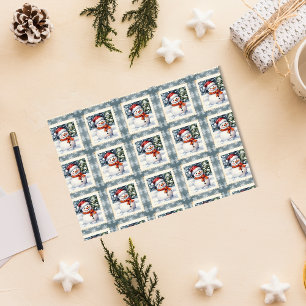 Papel De Seda Estampilla de rehenes de Navidades de Snowman