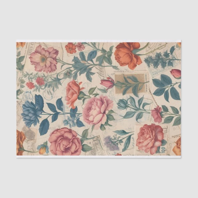 Papel De Seda Estampillas de rehenes con motivos florales (Anverso)