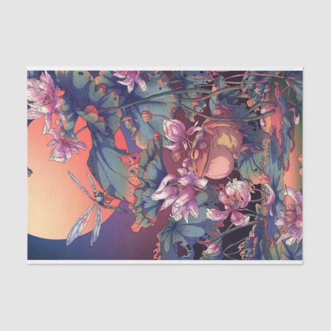 Papel De Seda Estanque de jardín japonés (Anverso)