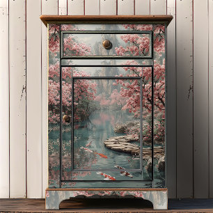 Papel De Seda Estanque de Koi y Decoupage de la Montaña Sakura d