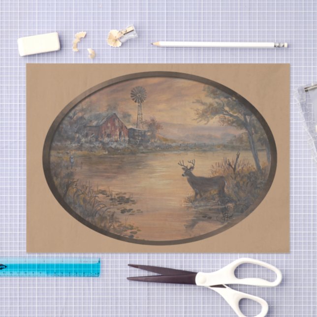 Papel De Seda Estanque de la Carretera Ovalado (Artesanía)