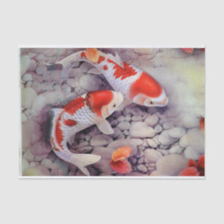 Papel De Seda Estanque de peces rojo y blanco de Koi