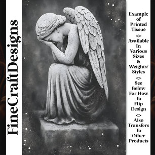 Papel De Seda Estatua Celestial Ángel Lloroso AD5 Decoupage