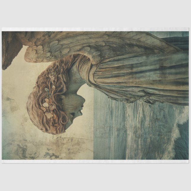 Papel De Seda Estatua de Ángel con desenlace de Patina (Anverso)