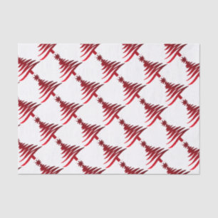 Papel De Seda Esténcil de árbol de Navidad rojo en blanco