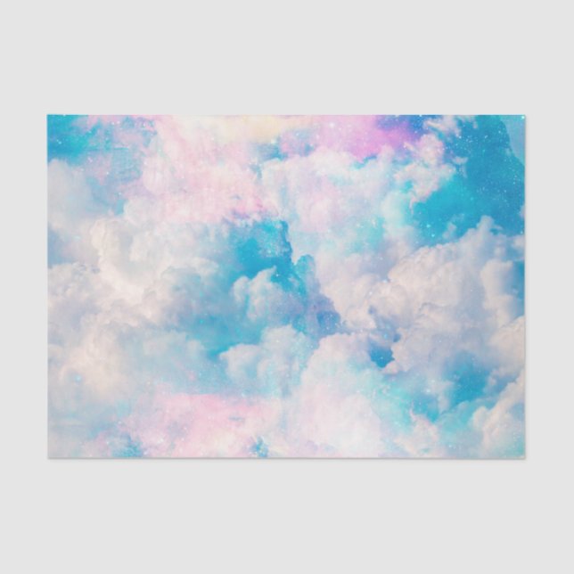 Papel De Seda Estética del cielo azul del arcoiris pastel (Anverso)