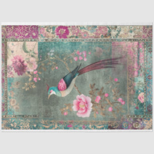 Papel De Seda Estética Oriental Faisán Pájaro Patrón Ecléctico