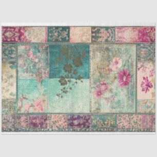 Papel De Seda Estética Oriental Patrones de Patchwork Eclécticos