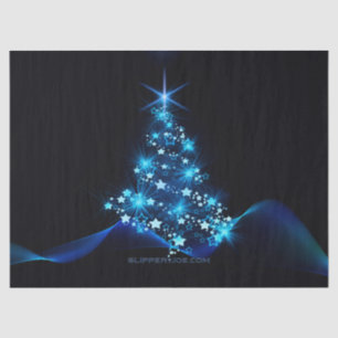 Papel De Seda estilizado árbol de Navidad SlipperyJoe azul brill