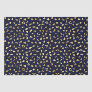 Papel De Seda Estilo azul y dorado con manchas de leopardo Safar