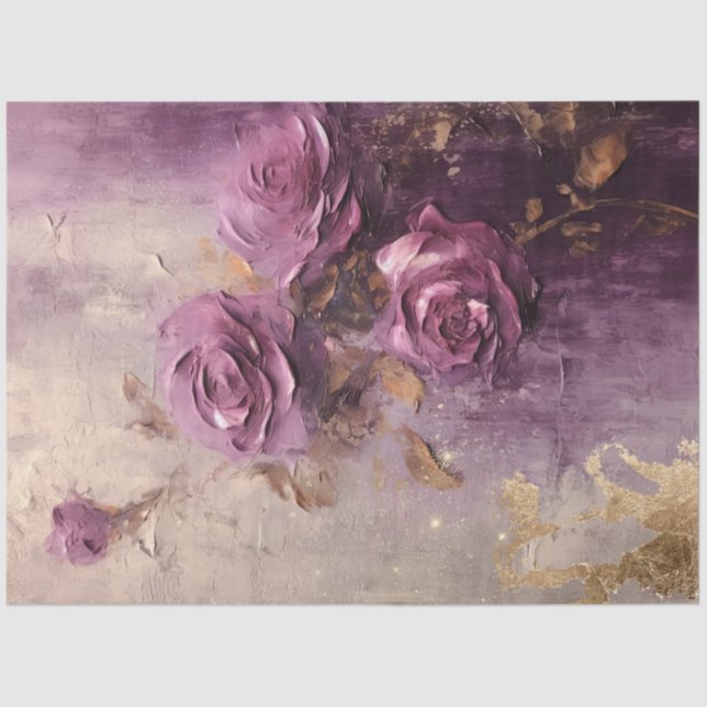 Papel De Seda Estilo barroco de los rosas ingleses con malva vio (Anverso)