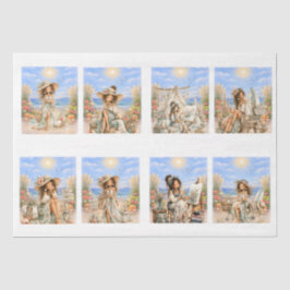 Papel De Seda Estilo Boho Lindo Escena de Playa Decoupage Femeni