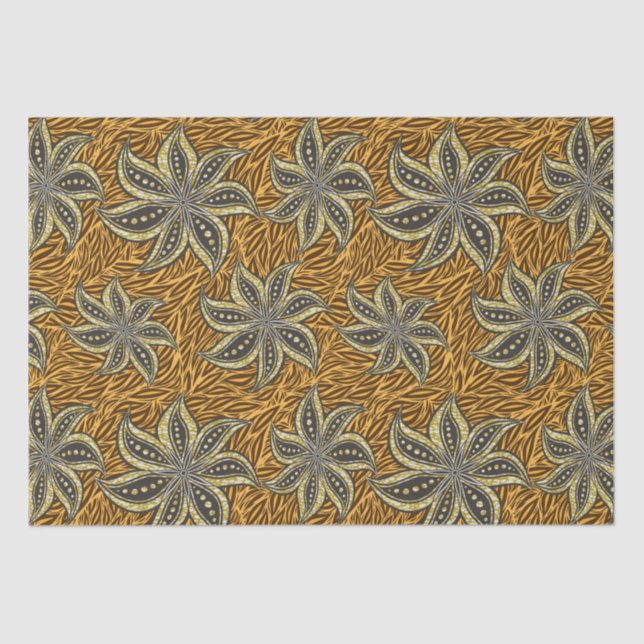 Papel De Seda Estilo de Batik Floral Resumen Africano (Anverso)