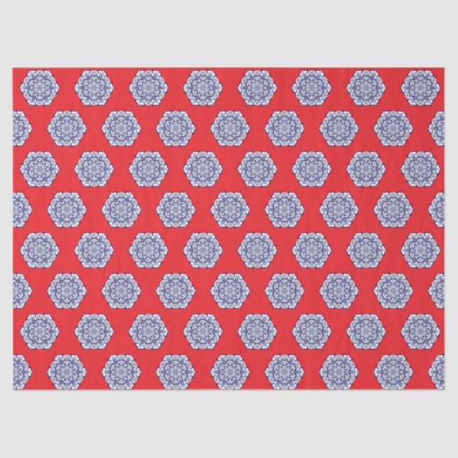 Papel De Seda Estilo de China azul con criaturas (Anverso)