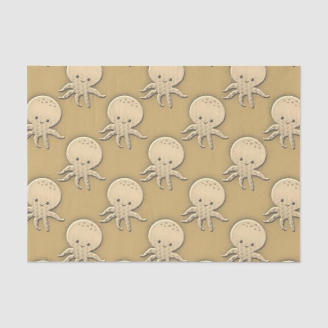 Papel De Seda Estilo de cosecha Sepia Octopus para bebés (Anverso)