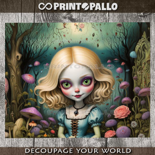 Papel De Seda Estilo de dibujos animados psicodélicos Alice en e