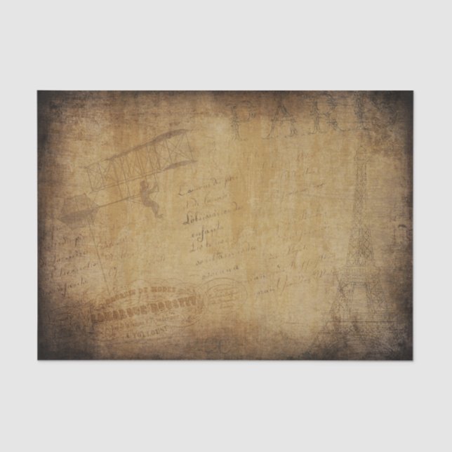 Papel De Seda Estilo de época Fondo Torre Eiffel" (Anverso)