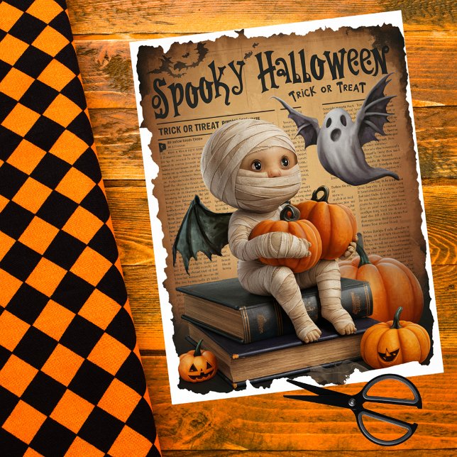 Papel De Seda Estilo de periódico Halloween de Baby Mummy Ghost (Subido por el creador)