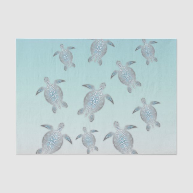 Papel De Seda Estilo de playa de tortugas plateadas (Anverso)