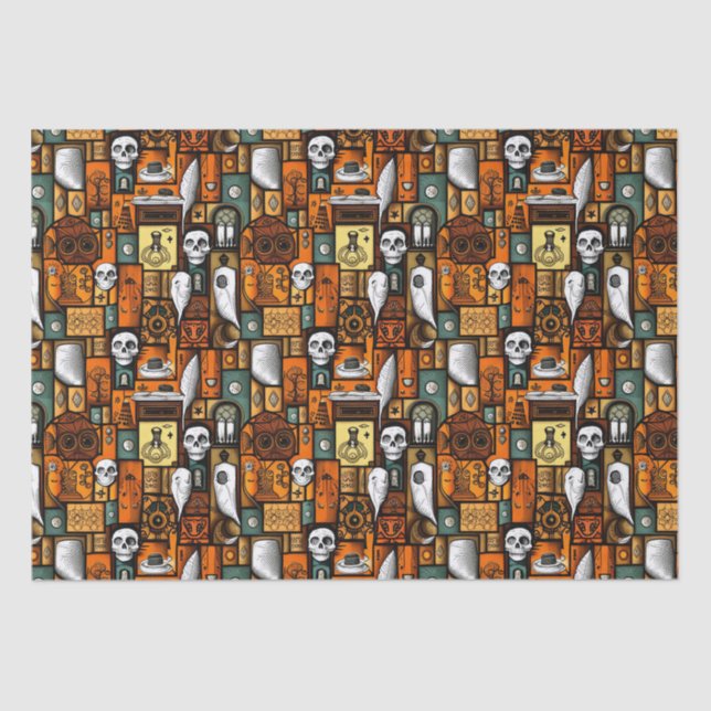 Papel De Seda Estilo Halloween de mediados del siglo (Anverso)