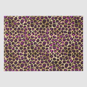 Papel De Seda Estilo manchas de leopardo de Purpura y Oro Safari
