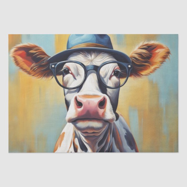 Papel De Seda Estilo moo-bello: Vaca en Gorra y desconchazón de  (Anverso)