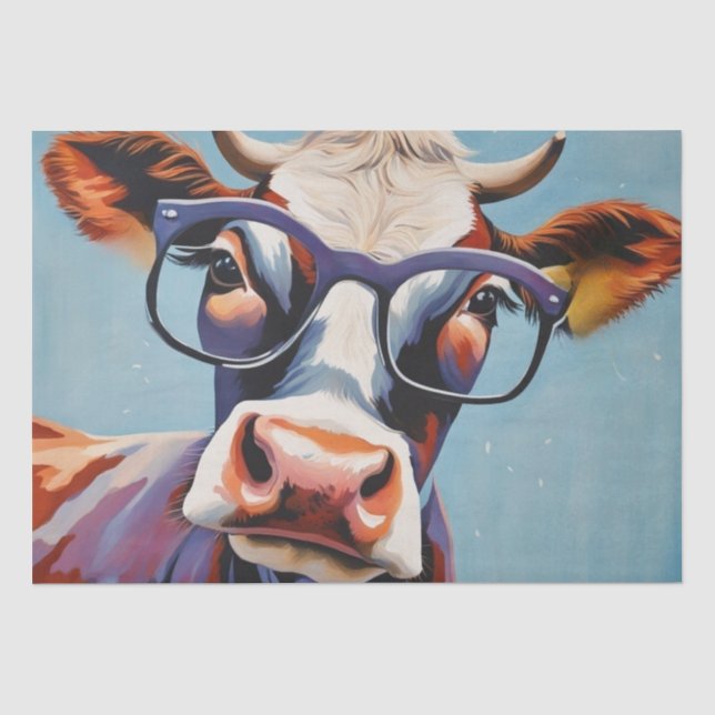 Papel De Seda Estilo moo-bello: Vaca en Gorra y desconchazón de  (Anverso)
