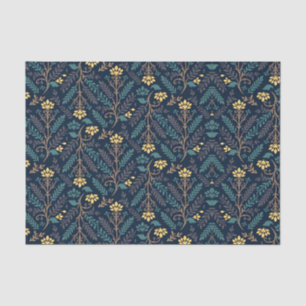 Papel De Seda Estilo Patrón de Tela Azul Oscuro con Floral