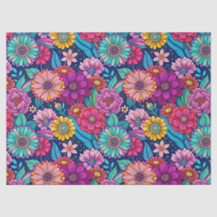 Papel De Seda Estilo Retro Colores Patrón Floral Decoupage