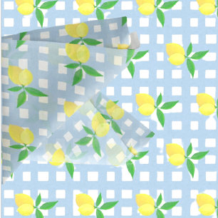 Papel De Seda Estilo Retro Prep Estilo Amarillo Limones Azul Bla