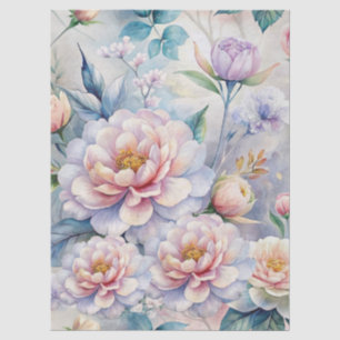 Papel De Seda Estilo Shabby Chic Vintage Inspirado Floral Pastel