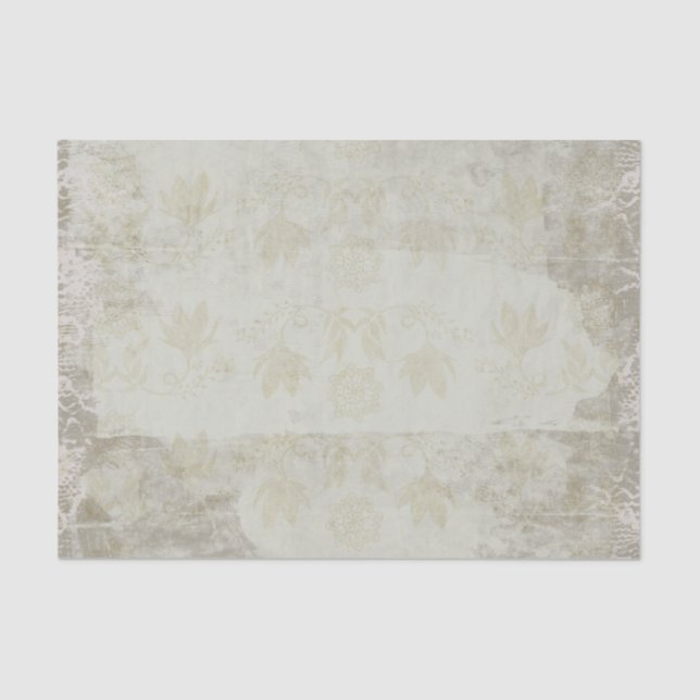 Papel De Seda Estilo victoriano deja flores en verde oliva (Anverso)