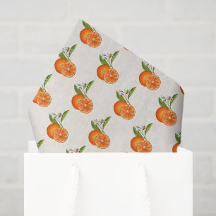 Papel De Seda Estilo vintage acuarela Naranja sobre ecru