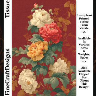 Papel De Seda Estilo Vintage Colorido Decoupage Peonías DM6L