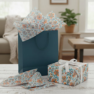 Papel De Seda Estiloso patrón de arte floral Paisley de colores 