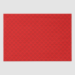 Papel De Seda Estiloso Patrón De Corazones Negros En Rojo