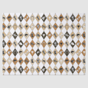 Papel De Seda Estiloso patrón de diamantes ecuestre beige marrón
