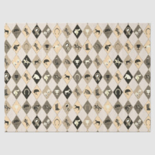 Papel De Seda Estiloso patrón de diamantes ecuestres de crema be