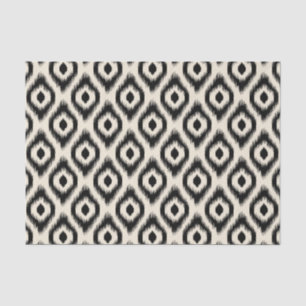 Papel De Seda Estiloso patrón Ikat de diamantes de marfil negro 